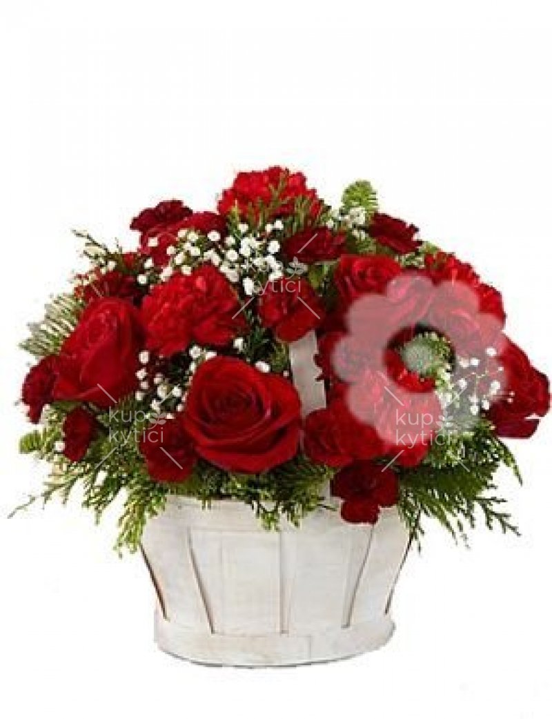 Mixed flower basket in red tone 6